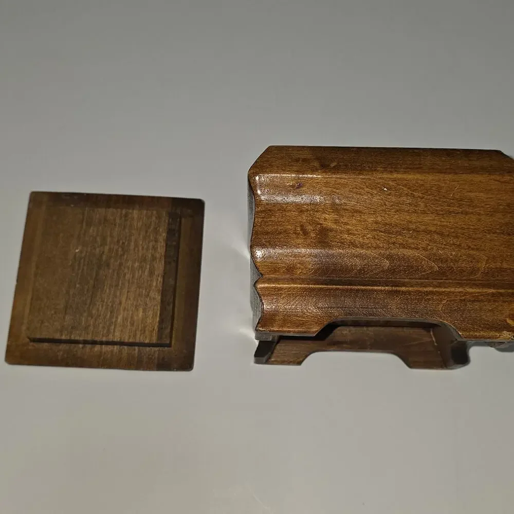 Vintage Small Wooden Jewelry Storage Square Decor Box With Removable Lid